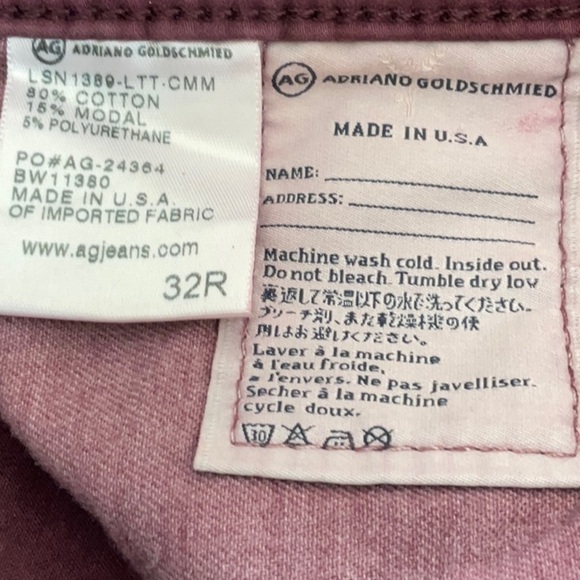 Woman's Adiano Goldschmeid AG Maroon Legging Super Skinny Ankle Faux Leather - Picture 11 of 12